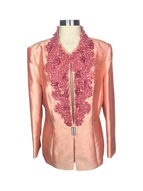 Vintage Aussie Austine Pink Satin Ruffled Blazer - Size 10